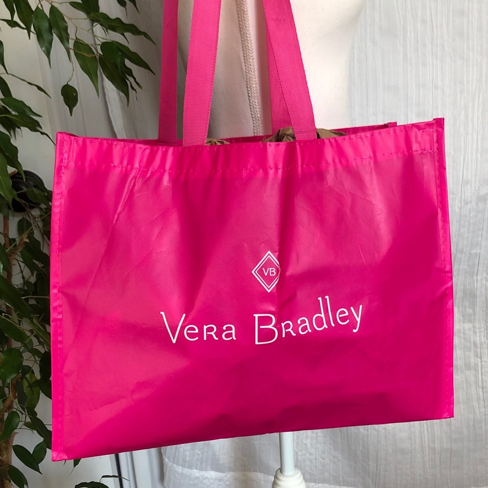 VERA BRADLEY large hot pink recyclable reusable shopping market bag tote